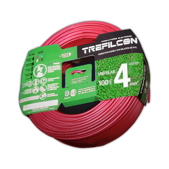 Cable Unipolar 1 x 4mm x 100m Rojo Trefilcon