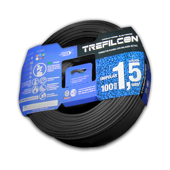 Cable Unipolar 1 x 1,5mm x 100m Negro Trefilcon